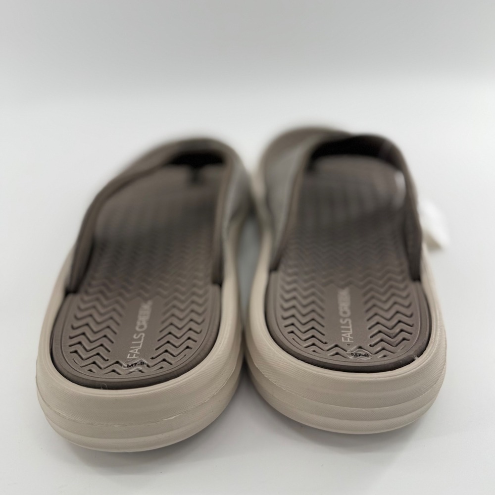 Falls Creek Mens M 7-8 Canvas Sandal Brown Flip Flop Thong Casual Beach 5308367 - Picture 3 of 8